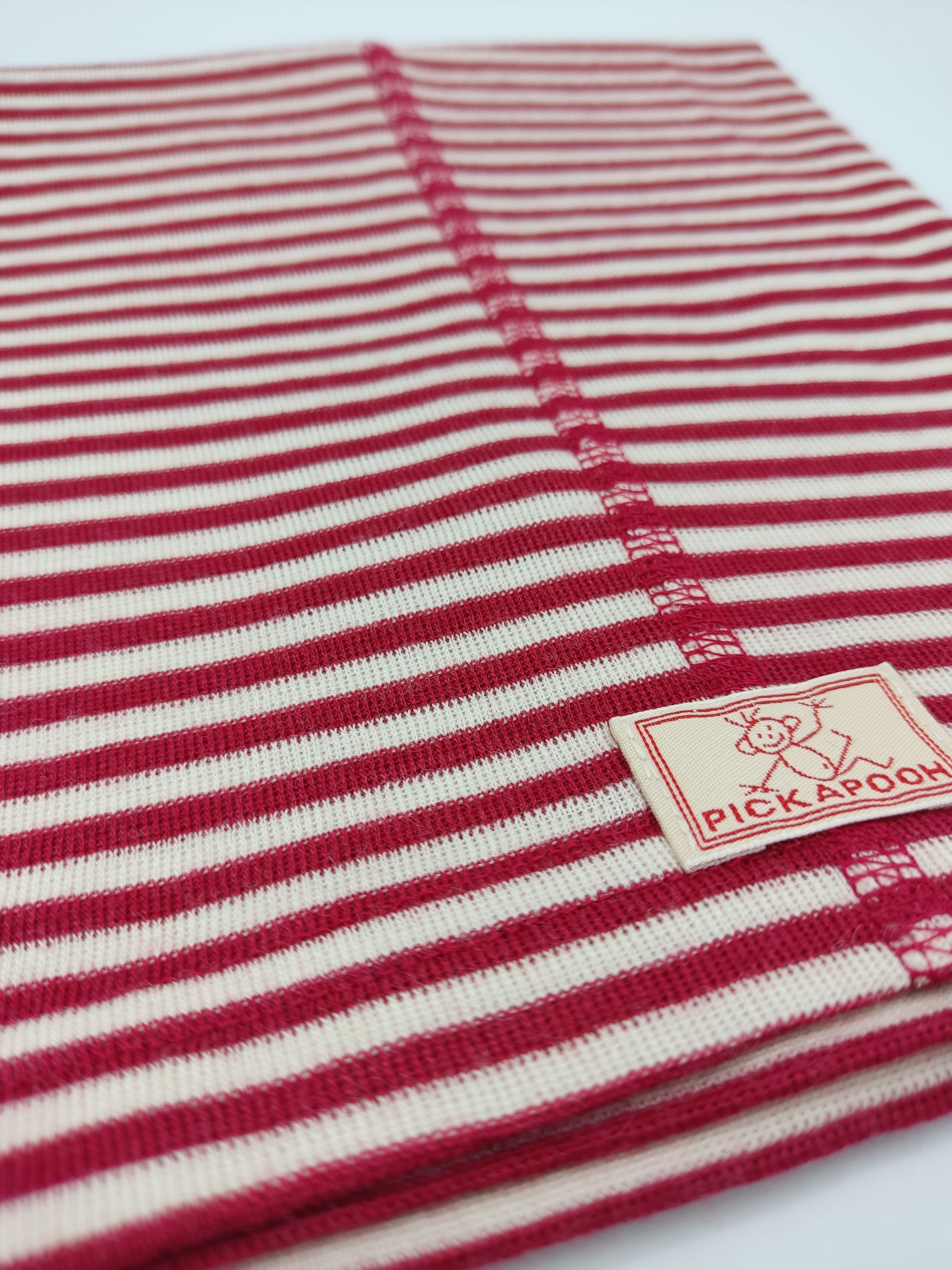 Scaldacollo in lana e seta per bambino e adulto // riga Rosso Ciliegia